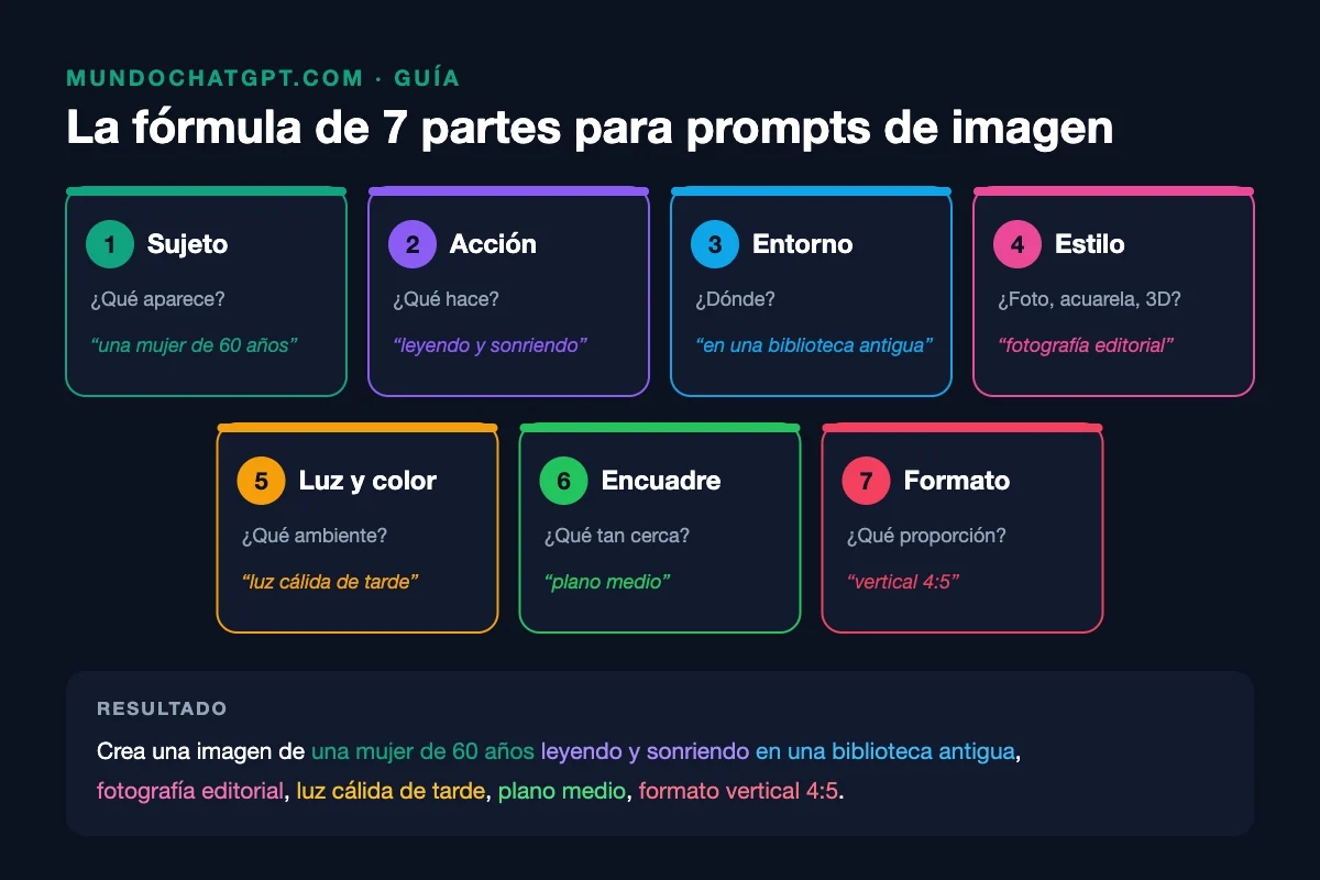 Fórmula para escribir prompts de imagen en ChatGPT
